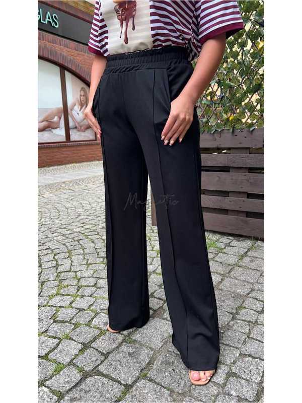 BC569 Eleganckie Spodnie Dresowe Punto Czarne