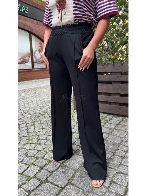 BC569 Eleganckie Spodnie Dresowe Punto Czarne