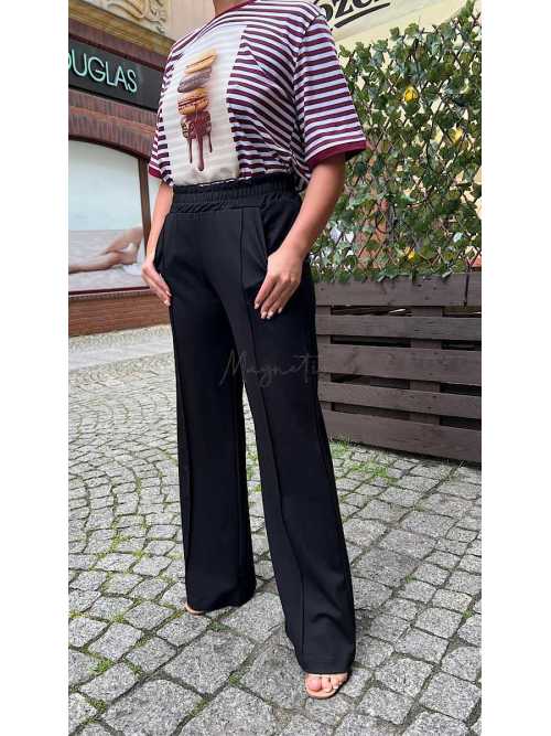 BC569 Eleganckie Spodnie Dresowe Punto Czarne