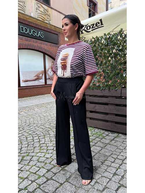 BC569 Eleganckie Spodnie Dresowe Punto Czarne