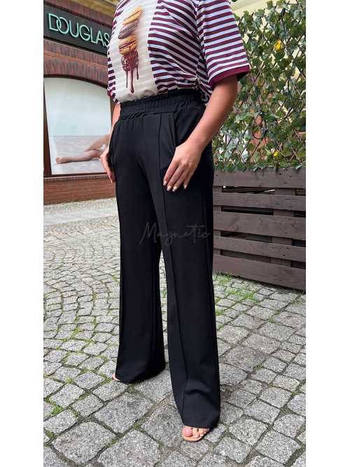 BC569 Eleganckie Spodnie Dresowe Punto Czarne