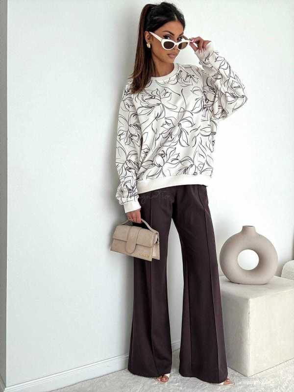 BC566 Bluza Oversize Bocca Ecru + Kwiatki