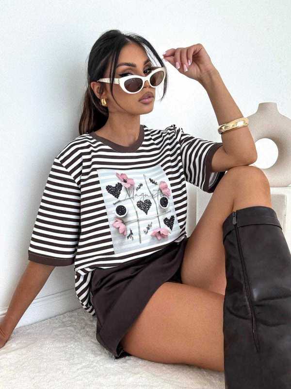 BC546 T-shirt Bocca Flower Pasy Czekoladowe