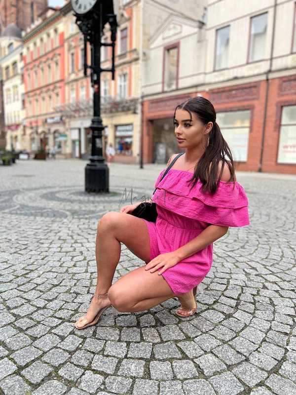 CH589 Kombinezon Hiszpanka Muślin Fuksja