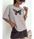BC546 T-shirt Bocca Butterfly Beżowe Paski