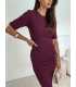 BC610 Sukienka z dzianiny prażek Bordowa
