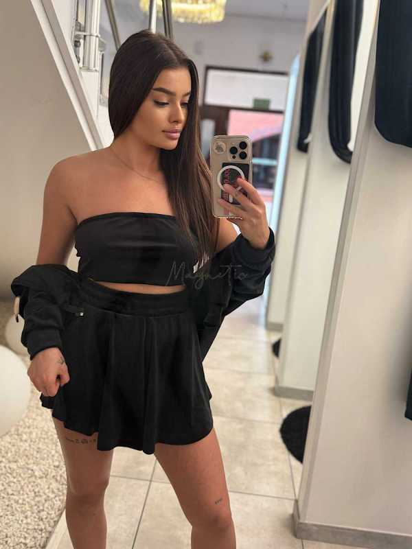 LP658 Komplet Dresowy La Perla Welurowy 3 częściowy Czarny