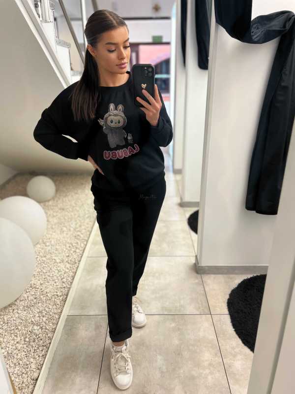 NB628 Komplet Masełkowy Długi Rękaw Labubu Czarny