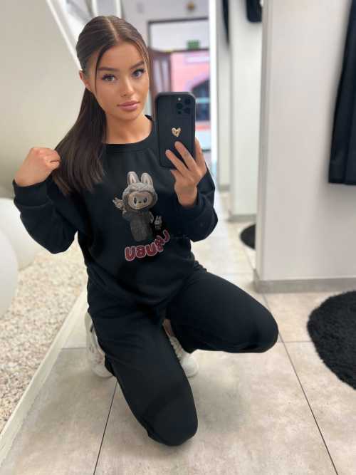 NB628 Komplet Masełkowy Długi Rękaw Labubu Czarny