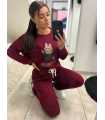 NB628 Komplet Masełkowy Długi Rękaw Labubu Bordowy