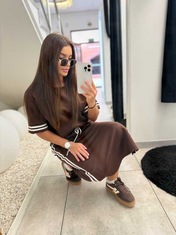 NB644 Komplet Masełkowy ze Spódnicą Czekolada