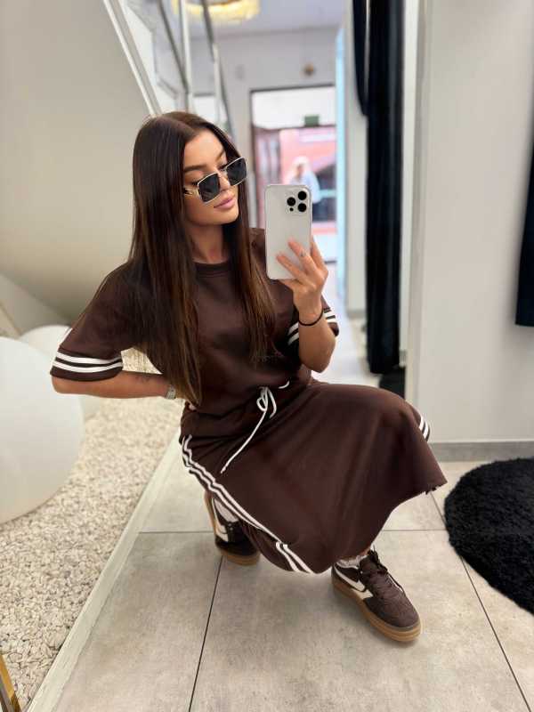 NB644 Komplet Masełkowy ze Spódnicą Czekolada