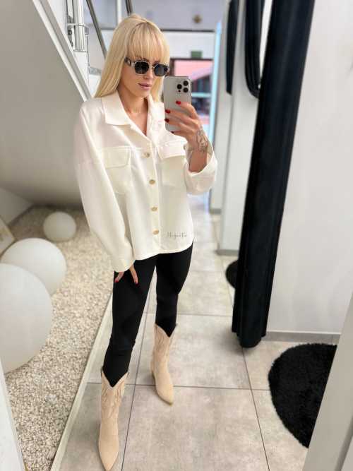 K632 Kurtka Katanka Zamszowa Oversize Ecru