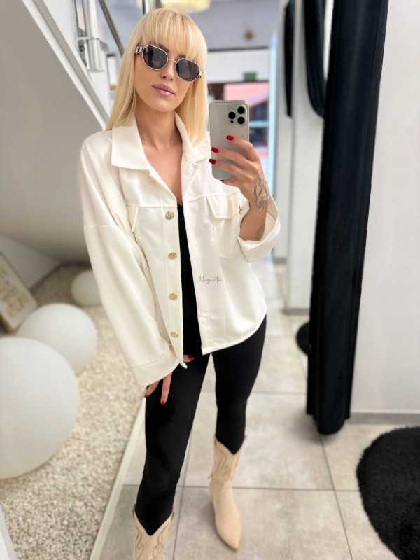 K632 Kurtka Katanka Zamszowa Oversize Ecru