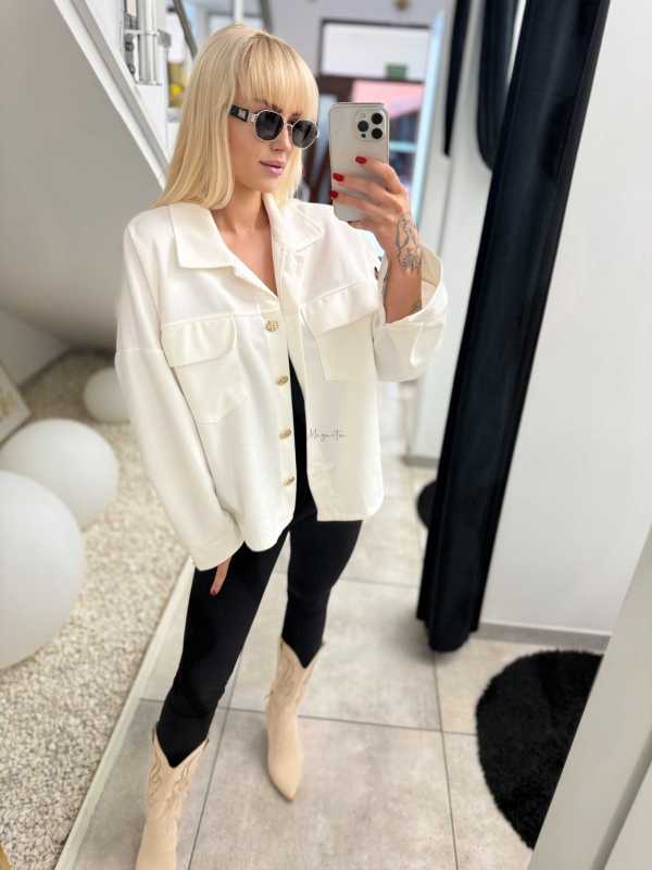 K632 Kurtka Katanka Zamszowa Oversize Ecru