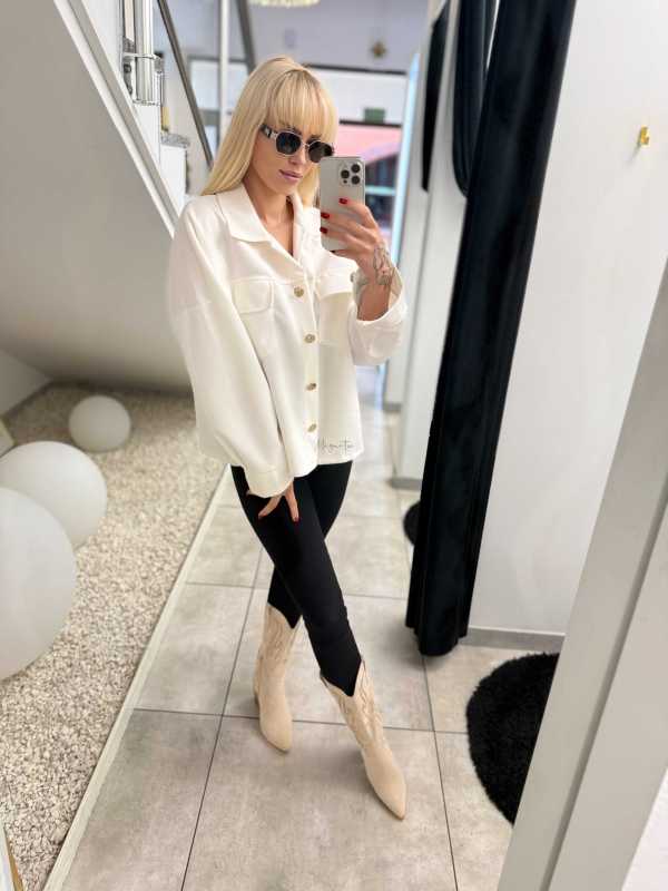 K632 Kurtka Katanka Zamszowa Oversize Ecru