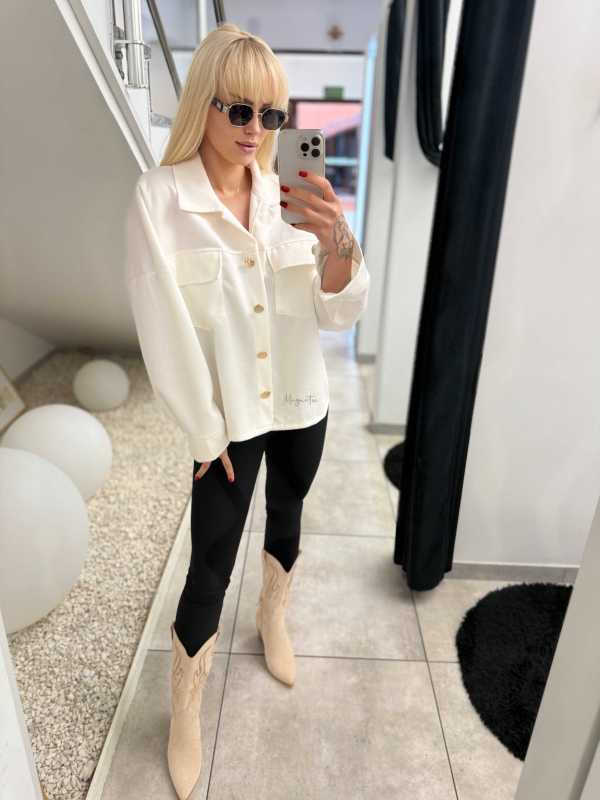 K632 Kurtka Katanka Zamszowa Oversize Ecru