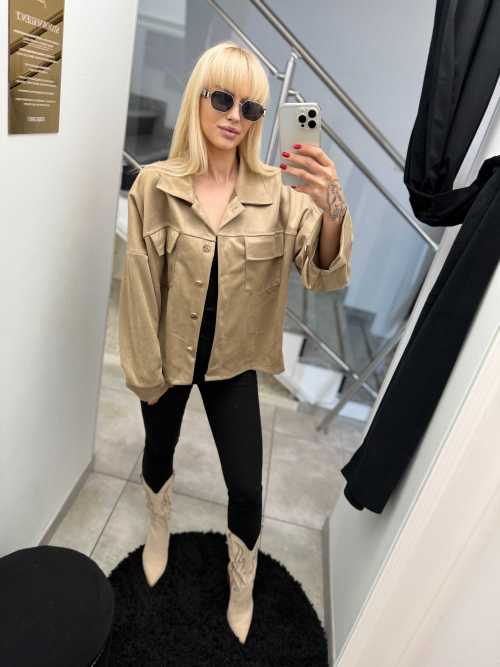 K632 Kurtka Katanka Zamszowa Oversize Mocca