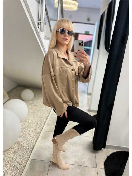 K632 Kurtka Katanka Zamszowa Oversize Mocca