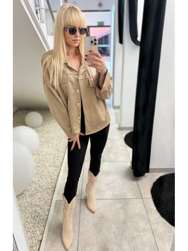 K632 Kurtka Katanka Zamszowa Oversize Mocca