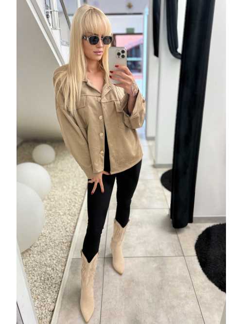 K632 Kurtka Katanka Zamszowa Oversize Mocca