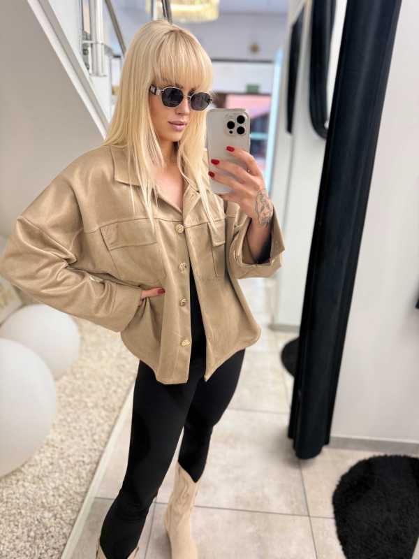 K632 Kurtka Katanka Zamszowa Oversize Mocca