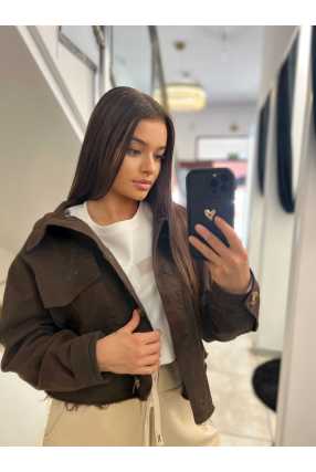 K614 Kurtka Katanka Oversize Czekolada