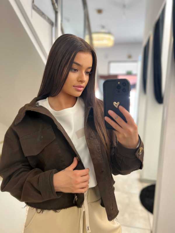 K614 Kurtka Katanka Oversize Czekolada