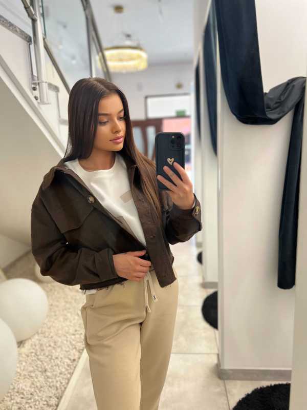 K614 Kurtka Katanka Oversize Czekolada