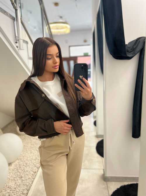 K614 Kurtka Katanka Oversize Czekolada