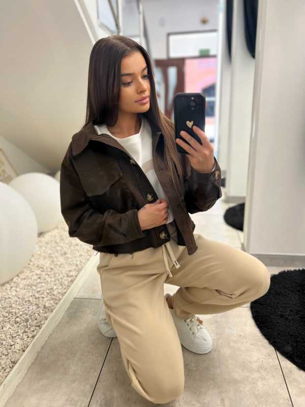 K614 Kurtka Katanka Oversize Czekolada