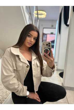 K614 Kurtka Katanka Oversize Jasny Beż