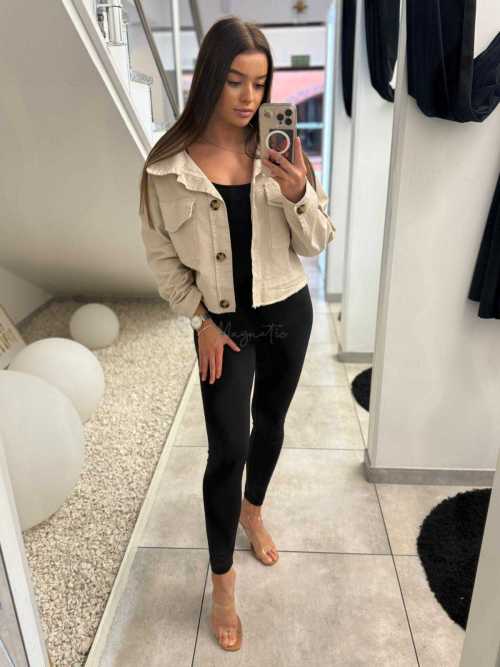 K614 Kurtka Katanka Oversize Jasny Beż