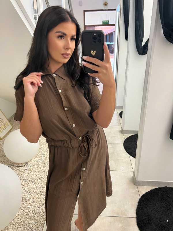 NB498 Sukienka Szmijzerka Czekolada