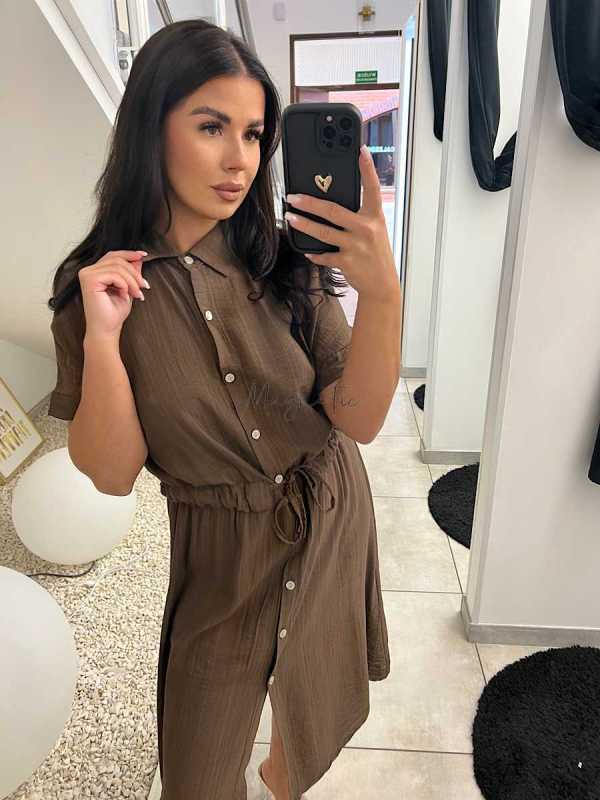 NB498 Sukienka Szmijzerka Czekolada