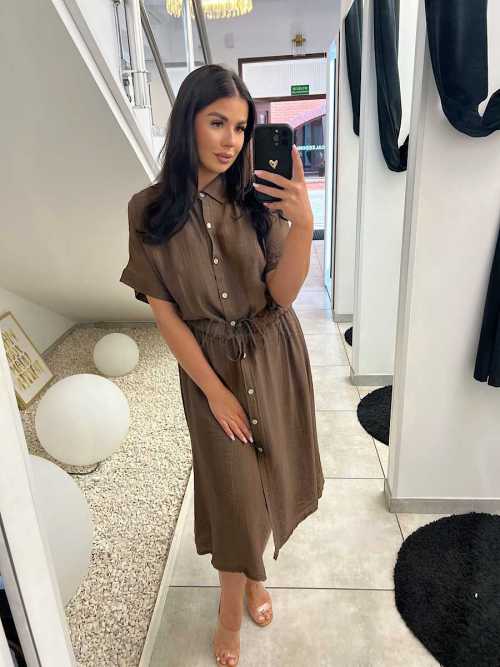 NB498 Sukienka Szmijzerka Czekolada