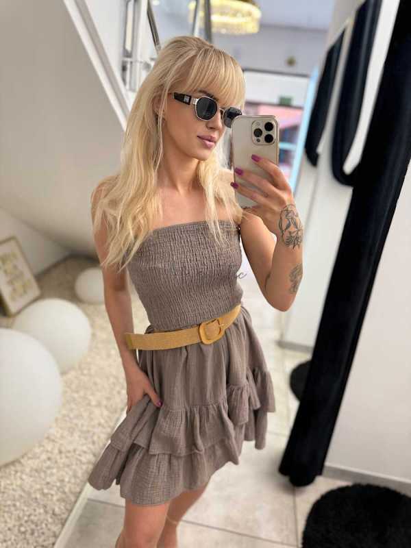 CH606 Sukienka Hiszpanka Tuba Muślin Mocca