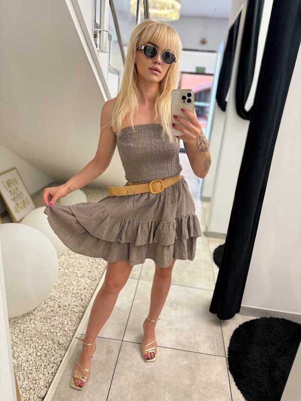 CH606 Sukienka Hiszpanka Tuba Muślin Mocca