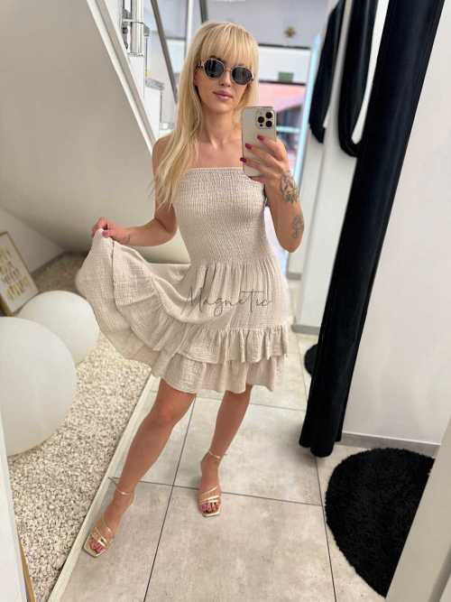 CH606 Sukienka Hiszpanka Tuba Muślin Beżowa