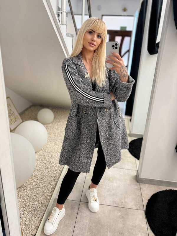 NB676 Płaszcz typu Boucle Szary