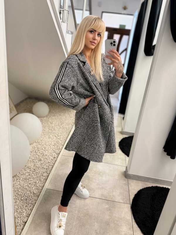 NB676 Płaszcz typu Boucle Szary