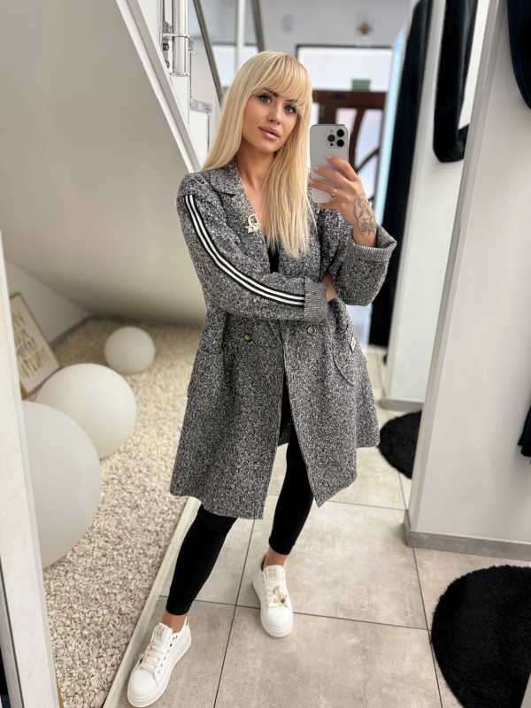 NB676 Płaszcz typu Boucle Szary