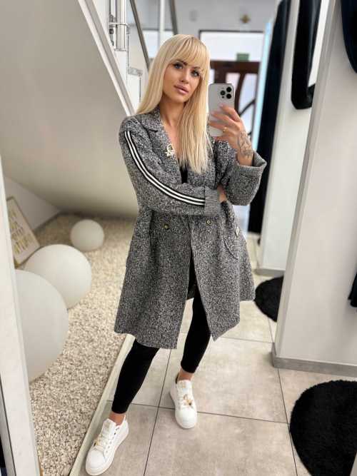 NB676 Płaszcz typu Boucle Szary