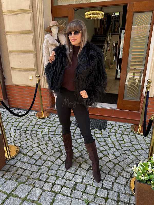 B704 Buty Kozaki Damskie Zamszowe Obsas Słupek Czekolada