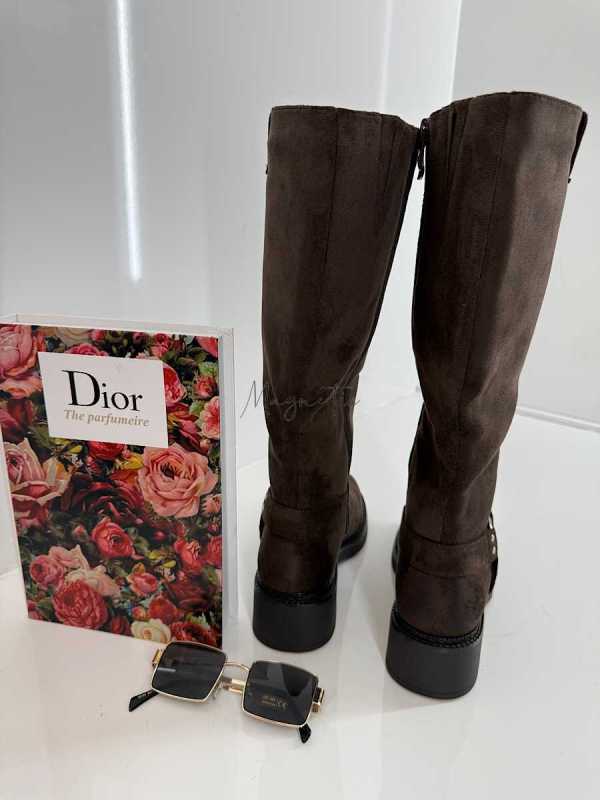 B702 Buty Kozaki Damskie Workery Zamszowe Czekolada