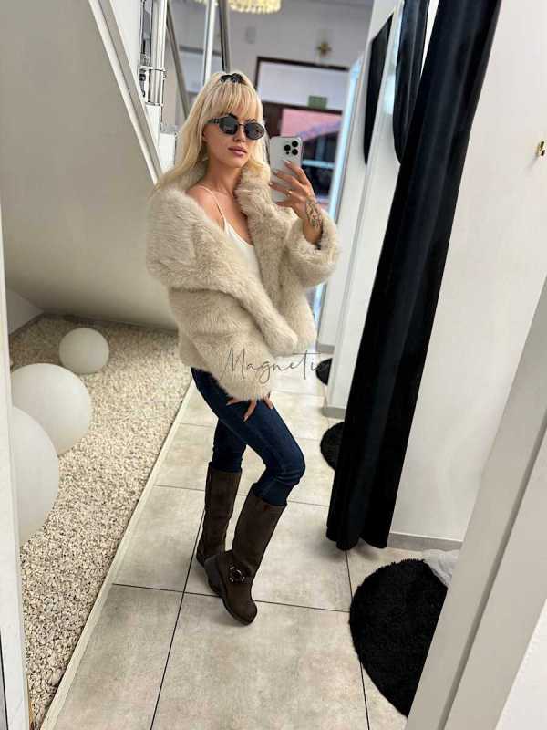 B702 Buty Kozaki Damskie Workery Zamszowe Czekolada