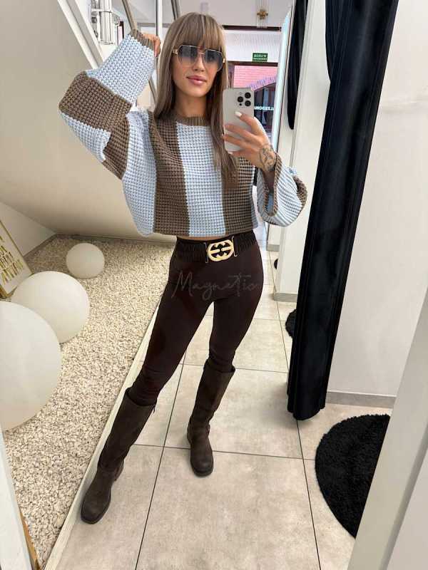 B702 Buty Kozaki Damskie Workery Zamszowe Czekolada