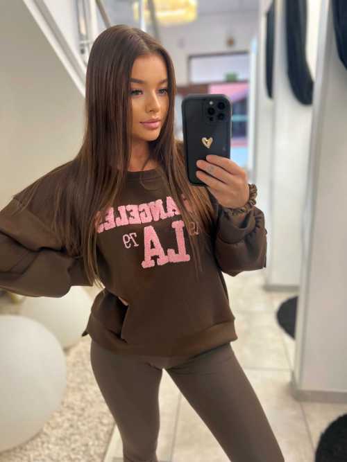 NB682 Bluza Dresowa Masełkowa LA Czekolada