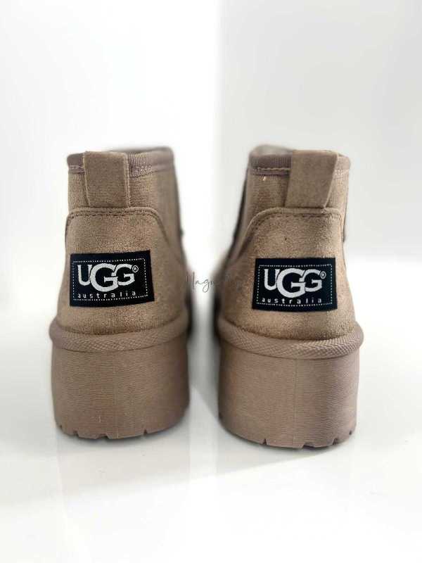 L754 Botki Śniegowce Damskie Ocieplane Kożuszkiem Beżowe