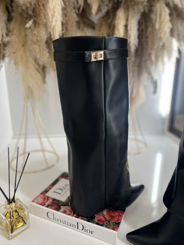 B751 Buty Kozaki Damskie Obcas Słupek Czarne